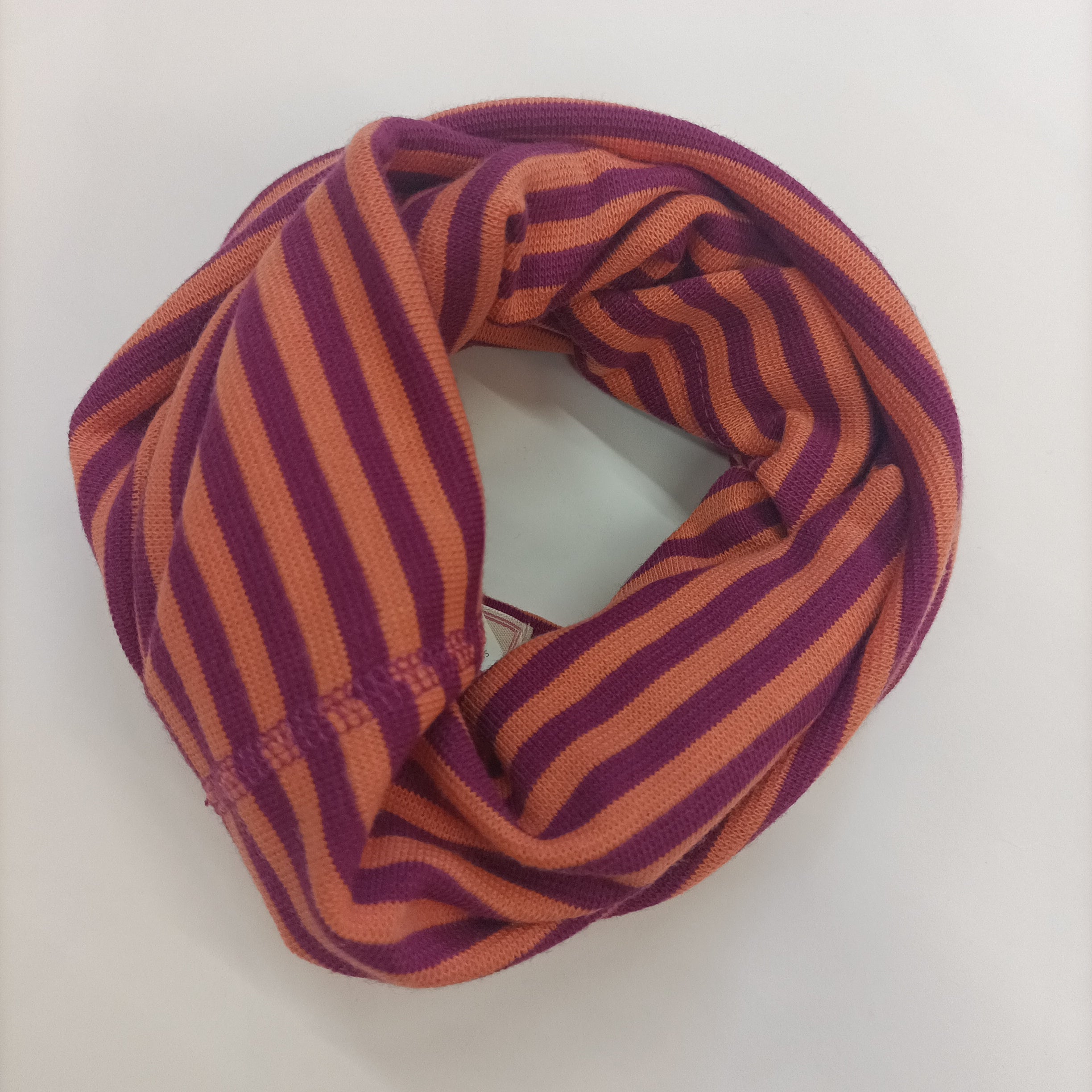 Scaldacollo in cotone per bambino e adulto / riga arancio e viola